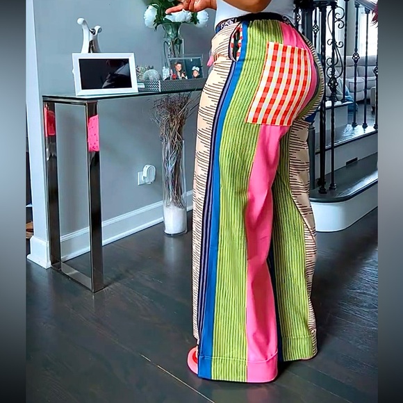 Pants - Women’s Multicolor Striped Wide-Leg Casual Pants
